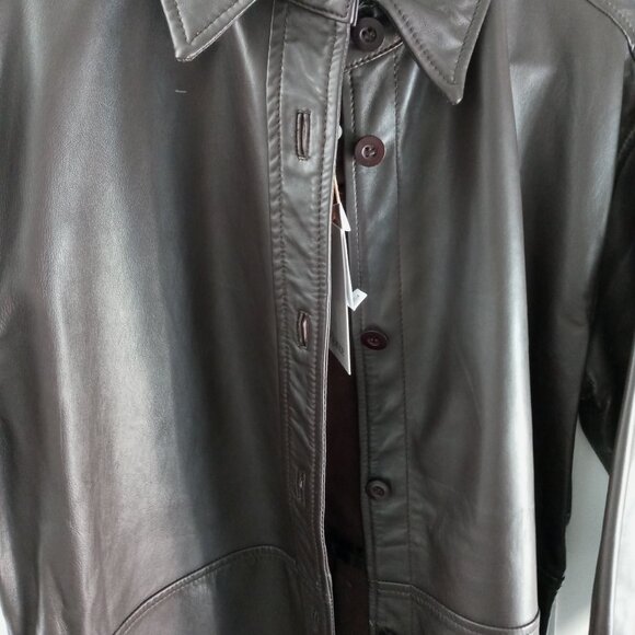 NWT Quince 100% Leather Shirt Jacket. Small. Brown. $180. Perfect condition. - Picture 3 of 16